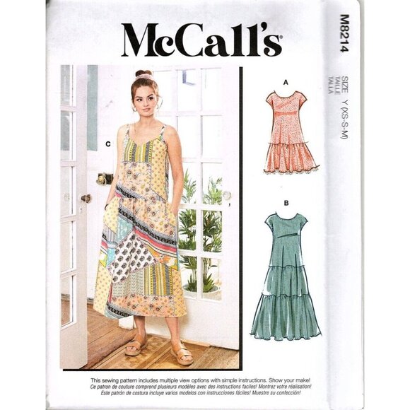McCall's M8214 Misses XS to M Loose Fitting Tiered Sundresses Sewing Pattern - Picture 1 of 2